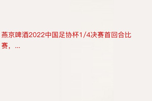 燕京啤酒2022中国足协杯1/4决赛首回合比赛，...